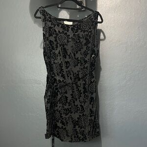 Vintage Black burnout silk Elegant Floral Dress/tunic made in USA